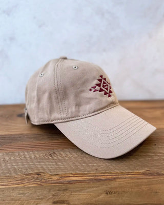 Gorra original con bordado étnico Beige y Burdeos