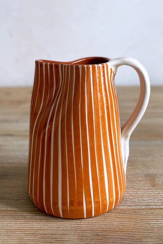 Jarra de cerámica Rayas Finas, 1 L - Tierra