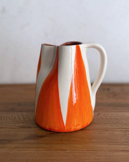 Jarra Artesanal de Cerámica Triángulos Naranja 1 L
