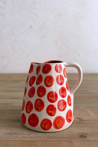 Jarra de cerámica Lunares, 0.5 L - Rojo