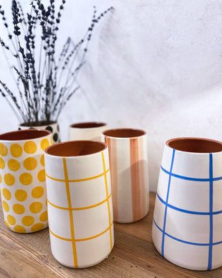 Yellow Polka Dot Ceramic Handmade Vase L