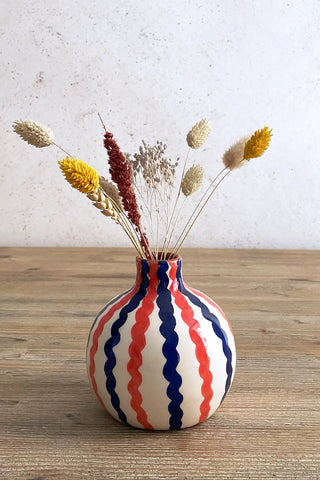 Jarroncito Ondas Esfera, 12 cm - Navy y Rojo