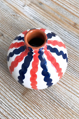 Jarroncito Ondas Esfera, 12 cm - Navy y Rojo