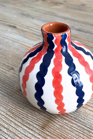 Jarroncito Ondas Esfera, 12 cm - Navy y Rojo