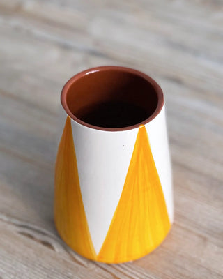 Jarrón artesanal Triángulos Vulcano, 17 cm - Mandarina