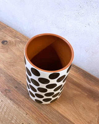 Black Polka Dot Ceramic Handmade Vase L