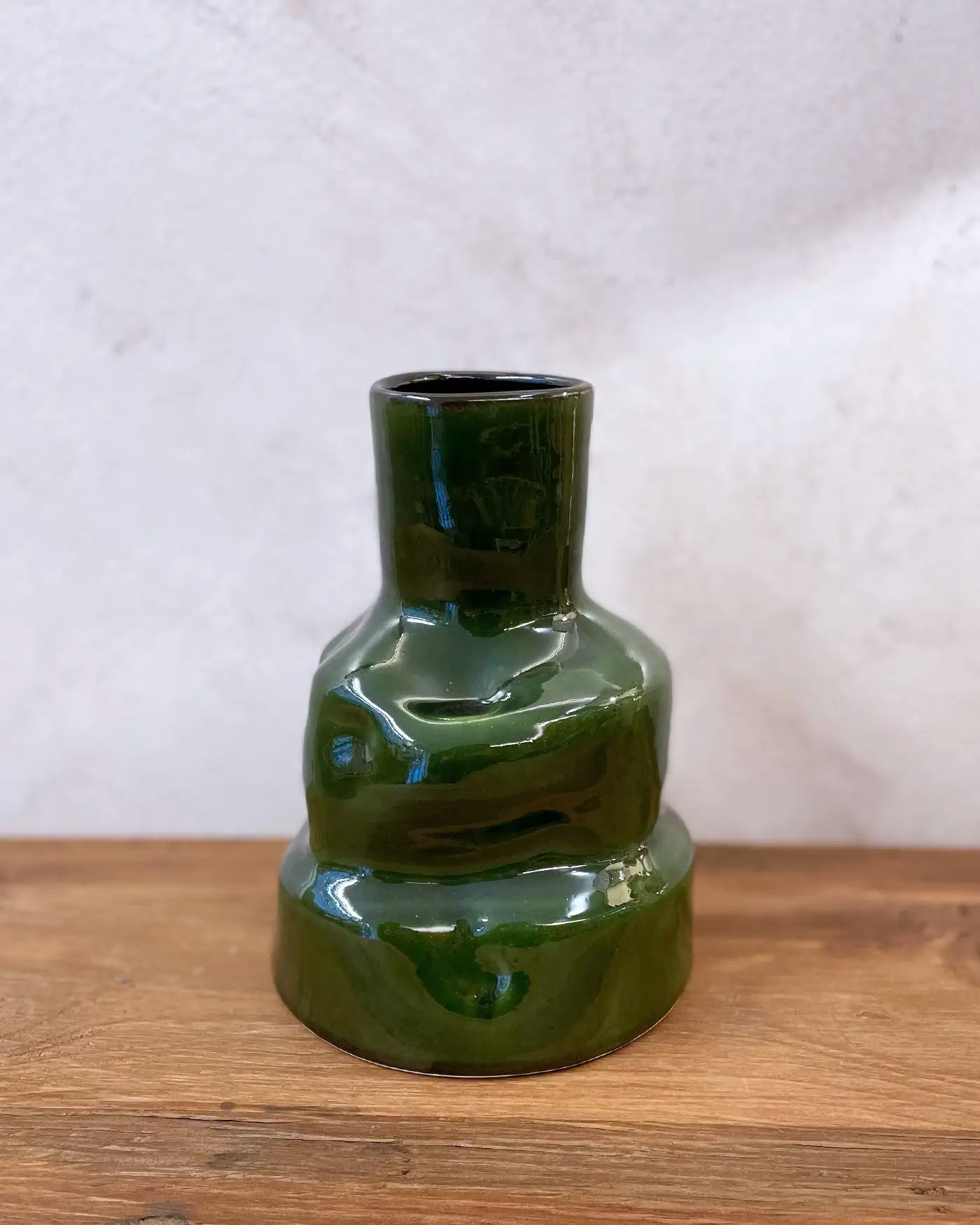 Jarrón Artesanal de Cerámica Esmaltado Verde