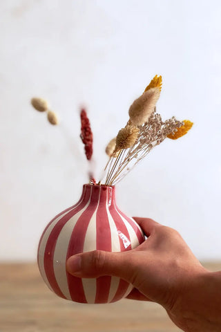 Jarroncito Rayas Esfera, 12 cm - Rosado