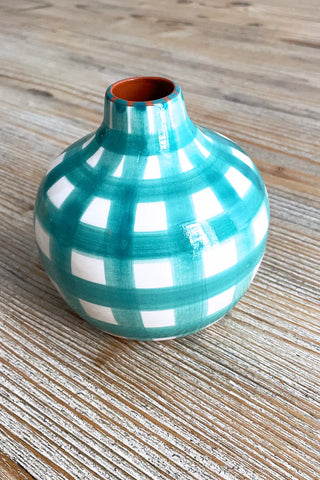Jarroncito Cuadros Esfera, 12 cm - Turquesa