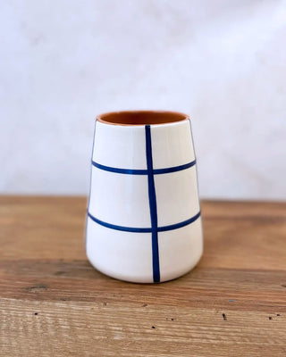 Jarrón artesanal Cuadros Vulcano, 13 cm - Navy