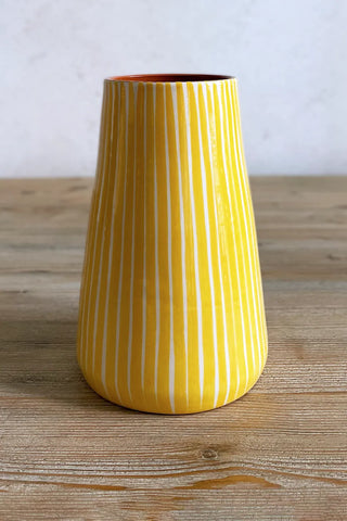 Jarrón artesanal Rayas Finas, 23 cm - Sol