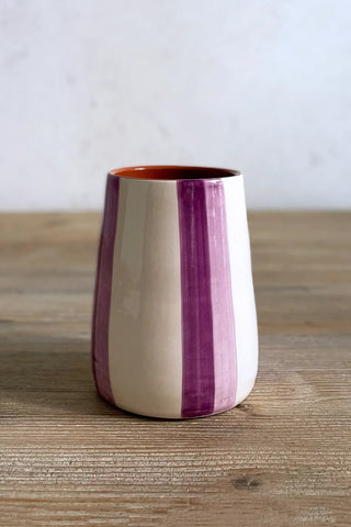 Jarrón artesanal Raya Doble, 13 cm - Lila