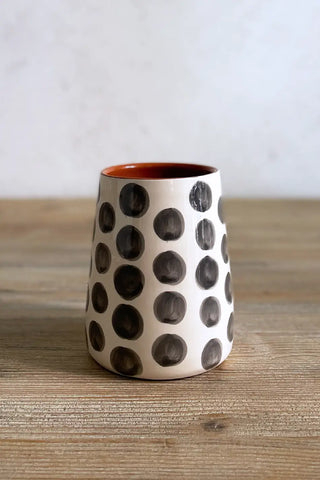 Jarrón artesanal Lunares Vulcano, 13 cm - Gris