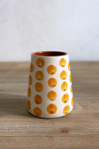 Jarrón artesanal Lunares Vulcano, 13 cm - Mandarina