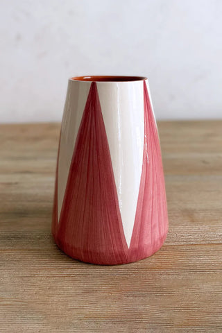 Jarrón artesanal Triángulos, 18 cm - Rosado