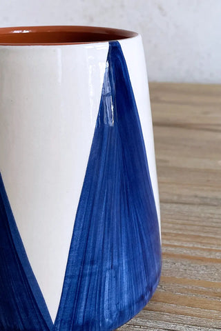 Jarrón artesanal Triángulos, 13 cm - Navy
