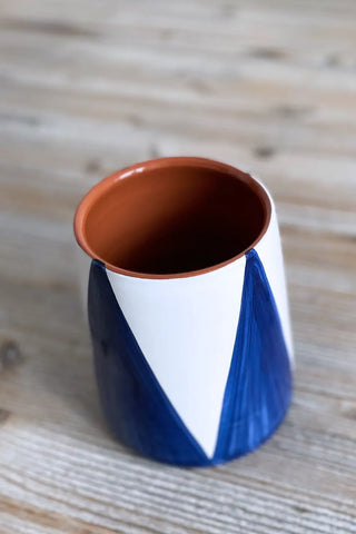 Jarrón artesanal Triángulos, 13 cm - Navy