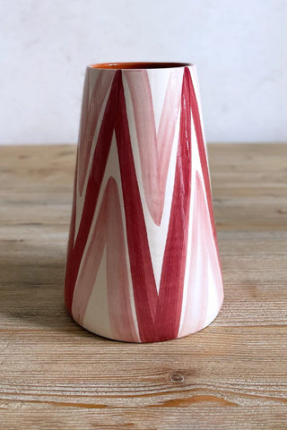 Jarrón artesanal Triángulo Doble, 23 cm - Berenjena