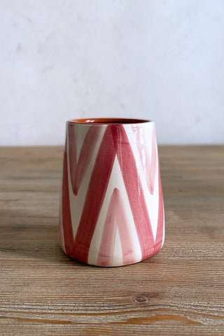 Jarrón artesanal Triángulo Doble, 13 cm - Rosado