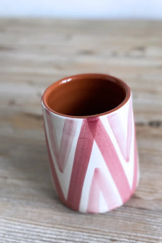 Jarrón artesanal Triángulo Doble, 13 cm - Rosado