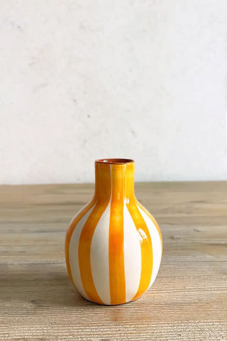 Jarroncito artesanal Rayas, 13 cm - Mandarina