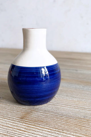 Jarroncito artesanal Contraste, 13 cm - Navy