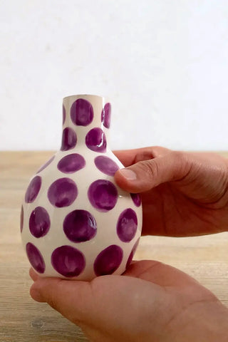Jarroncito artesanal Lunares, 13 cm - Lila