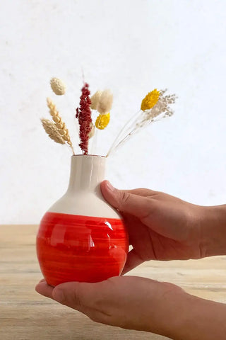 Jarroncito artesanal Contraste, 13 cm - Rojo