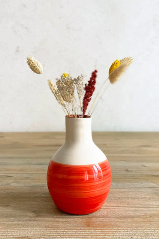 Jarroncito artesanal Contraste, 13 cm - Rojo