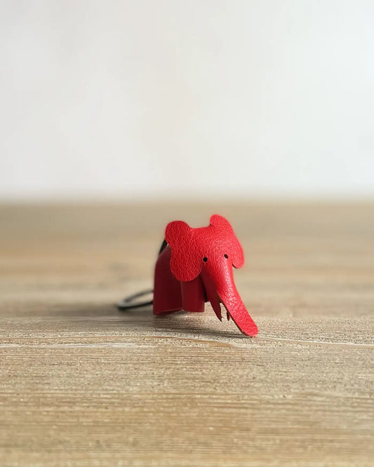 Llavero Original de Piel Elefante Rojo