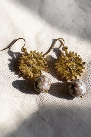 Pendientes de acero dorados Clara - Beige