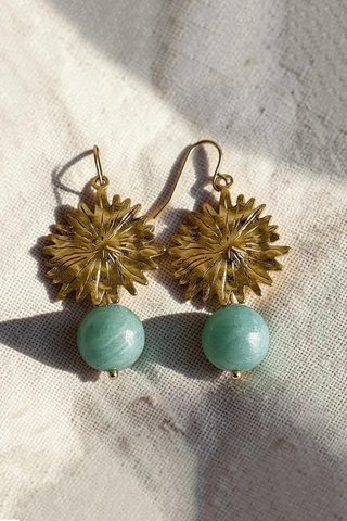 Pendientes de acero dorados Clara - Turquesa