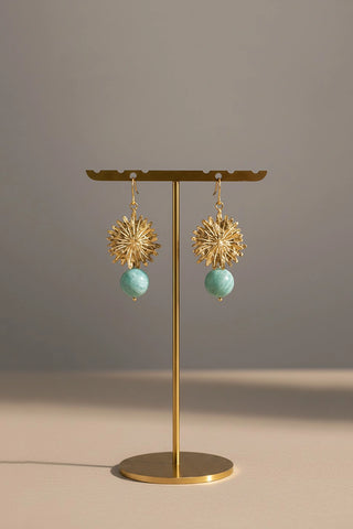 Pendientes de acero dorados Clara - Turquesa