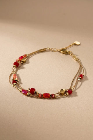 Pulsera dorada Inés - Roja