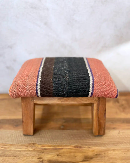 Peruvian Woven Stool Pink and Brown