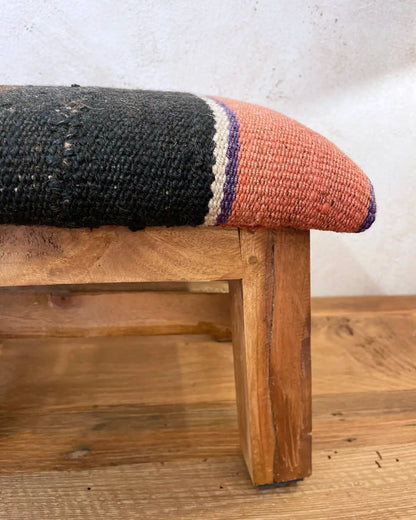 Peruvian Woven Stool Pink and Brown