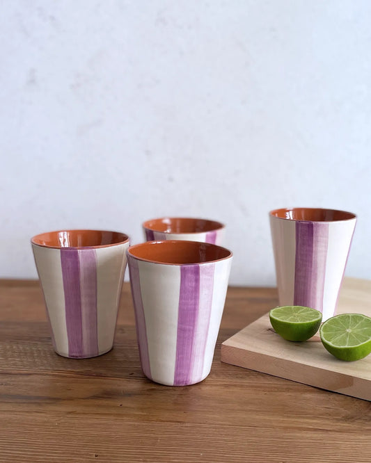 Set de Vasos de Cerámica Artesanal Lila, 4 uds.