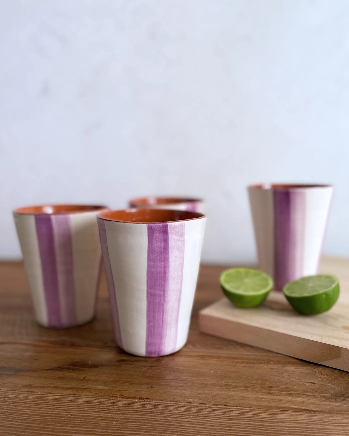 Set de Vasos de Cerámica Artesanal Lila, 4 uds.