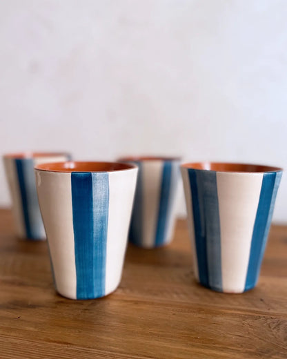 Set de Vasos de Cerámica Artesanal Azul Deep, 4 uds.
