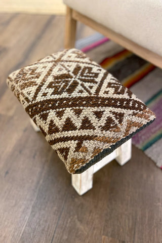 Taburete pequeño con tejido peruano - Marrón