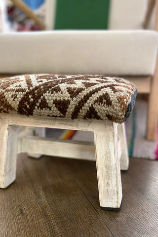 Taburete pequeño con tejido peruano - Marrón