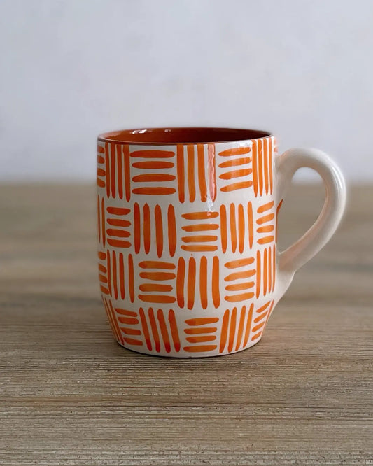 Taza Grande Artesanal Étnica Naranja