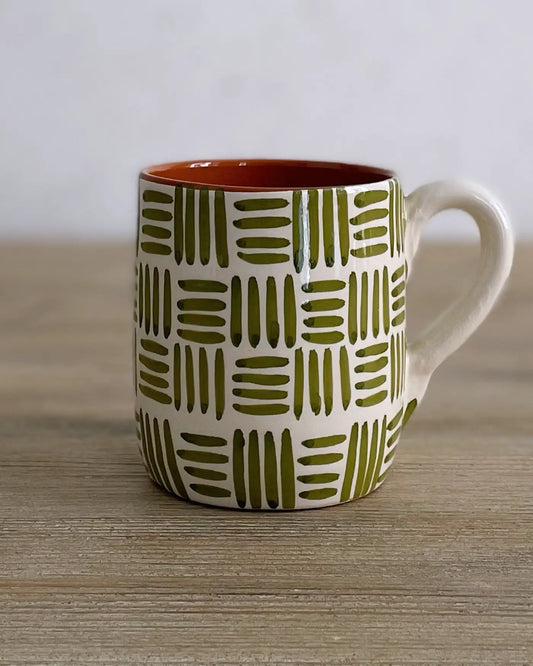 Taza Grande Artesanal Étnica Verde
