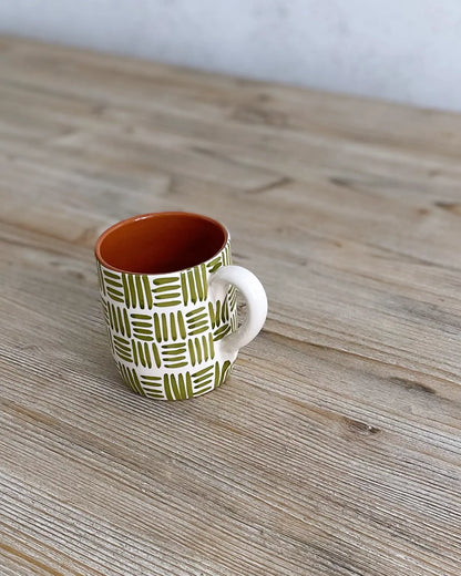 Taza Grande Artesanal Étnica Verde