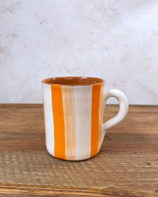 Taza Artesanal Ethnic Rayas Naranja