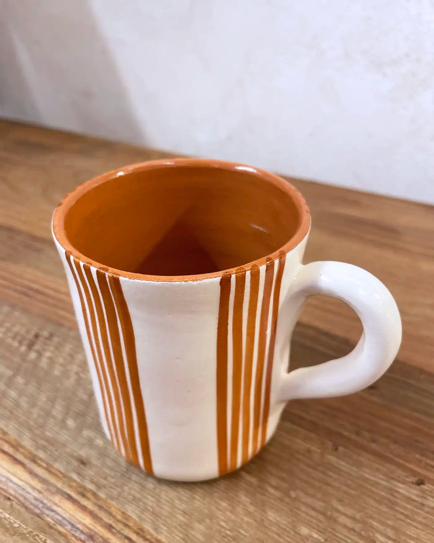 Taza Artesanal Ethnic Rayas Marrón Claro