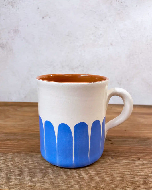 Taza Artesanal Ethnic Dedos Azul Celeste