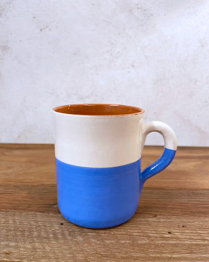 Taza Artesanal Ethnic Dos Colores Azul Celeste