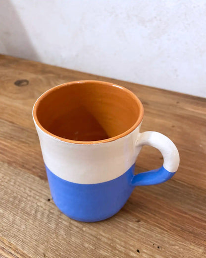 Taza Artesanal Ethnic Dos Colores Azul Celeste