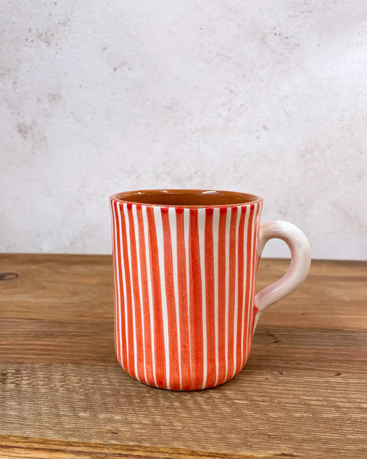 Taza Cerámica Ethnic Rayas Naranja